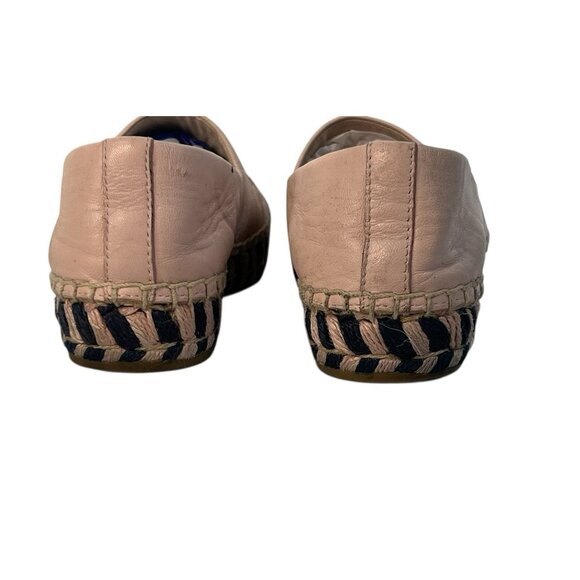 Tory Burch Pink Cap-Toe Leather Espadrilles Sz 5.5 nude black - Picture 3 of 6